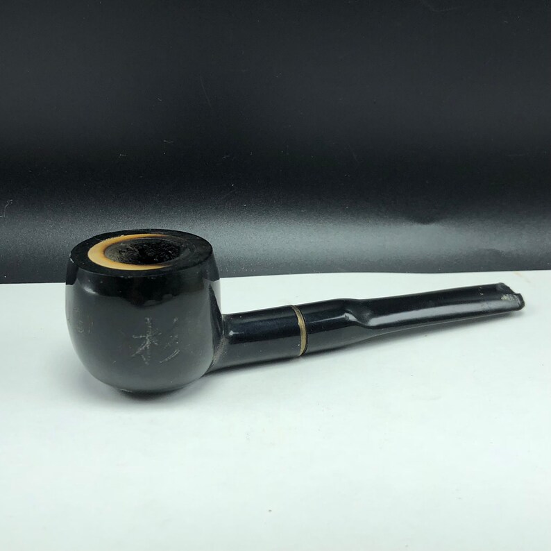 VINTAGE ESTATE PIPE imported briar tobacciana original smoking collectible England Uk tobacco 1976 Sugi asian japan black solid twist