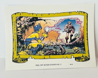 Pegatina de tarjeta coleccionable Masters of Universe de 1984, rompecabezas de Mattel, He-Man Evil-Lyn fog