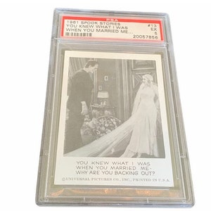 Horror Universal Monsters Trading Card Vintage 1961 Leaf Spook Stories Graded PSA 5 vtg #13 Frankenstein getrouwde bruid