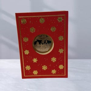 Franklin Mint Gold Coin Christmas Card Holiday Vtg 1970s Ice Skating Cheer Gift