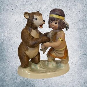 Vintage Hummel Goebel Figurine Germany Signed Harry Holt Native Bear Who&#39;s Fish