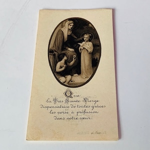 HOLY PRAYER CARD antique vintage paper ephemera collectible church gift decor Christian Catholic France Jesus Christ 1935 Jeanne Basset Jude