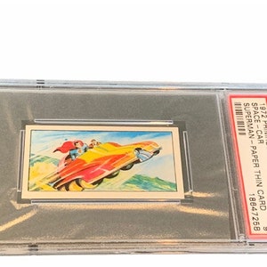 Superman Primrose Trading Card 1968 Vintage DC Comics Liga da Justiça Clark Kent Inglaterra Brainiac PSA 9 classificado #21 Carro espacial