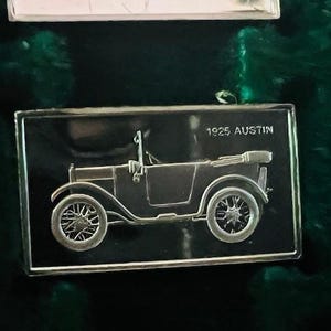 Franklin Mint Silver Bar Mini Ingot 1975 Centennial Car Classic 1925 Austin vtg