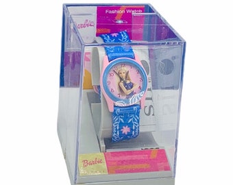Armbanduhr BARBIE AVENUE 1990er jahre vintage retro blau rosa puppe blondine mattel box nib new old stock sii vtg