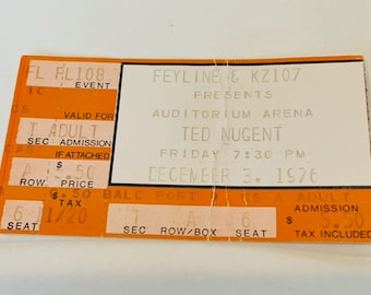 Ted Nugent Rock Concert Ticket Stub pop memorabilia music heavy metal ephemera coleccionable vintage 1976 Denver Colorado Mcnichols arena CO