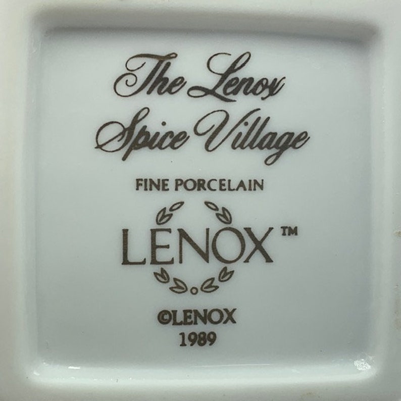 LENOX SPICE VILLAGE fine porcelain rack jar container cottage figural sculpture figurine vintage 1989 vtg kitchen storage decor Basil