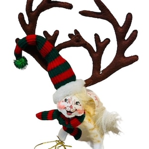 Annalee Doll vtg toy figure anthropomorphic Christmas ornament Cat Deer antlers