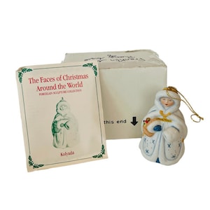 Franklin Mint Christmas Ornament Faces Around World NIB box vtg Kolyada santa