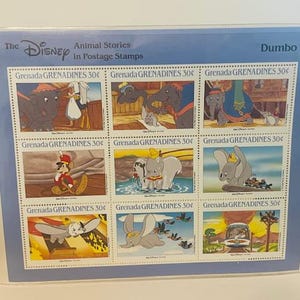 Set de timbres-poste de collection Walt Disney Histoires d'animaux Dumbo Timothy Grenade
