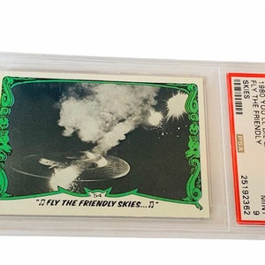 Horror Universal Monster Morirás riendo Trading Card Vintage 1980 Topps Spook Clasificado PSA 9 OVNI #54 Cielos amigables