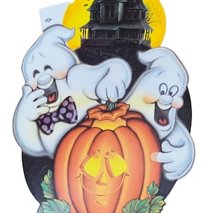 Halloween Vtg Antique Sign Wall Decoration Beistle Ephemera 1983 Ghost Pumpkin BC2