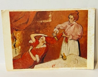 Postal vtg Antique Ephemera Postal París 1917 Peinando el cabello Degas Gran Bretaña