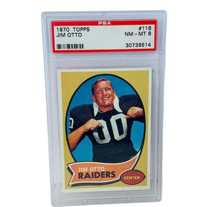 Jim Otto 1970 Topps #116 Oakland Raiders 00 Jersey Graded PSA 8 Mint HOF hall of fame non auto rookie rc Very Low Population pop