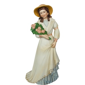 VINTAGE HOMCO FIGURINE porcelain home interior statue sculpture vtg mcm mothers day victorian daughter doll decor gift flower bouquet