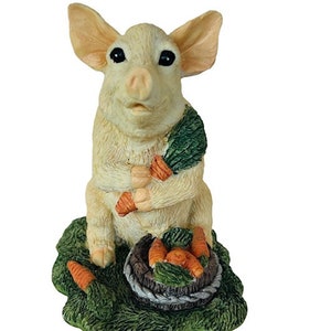 Pig Figurine Anthropomorphic Farm Hog Piglet sculpture Giftcraft gift carrot vtg gift craft