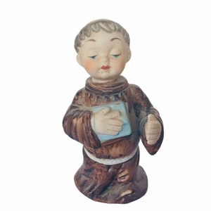 Monk Friar bell porcelain vtg antique bible church decor gift baby face figurine