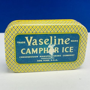 VASELINE ADVERTISING TIN case Camphor Ice chesebrough new york usa vintage mcm original collectible mini vtg
