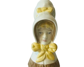 Royal Worcester figurine Young Girl 1976 England fine china bust bonnet amish