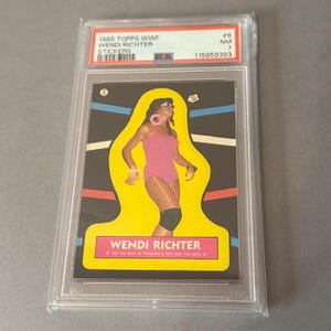 WWE Wrestling WWF Card Wendi Richter 1985 Topps PSA 7 Sticker #6 Womens Champion