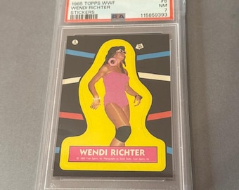 WWE Wrestling WWF Card Wendi Richter 1985 Topps PSA 7 Sticker #6 Womens Champion