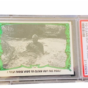 Horror Universal Monster You'll Die Laughing Trading Card Vintage 1980 Topps Graded PSA 9 Mint Kharis Mummy Curse #44 schoon zwembad