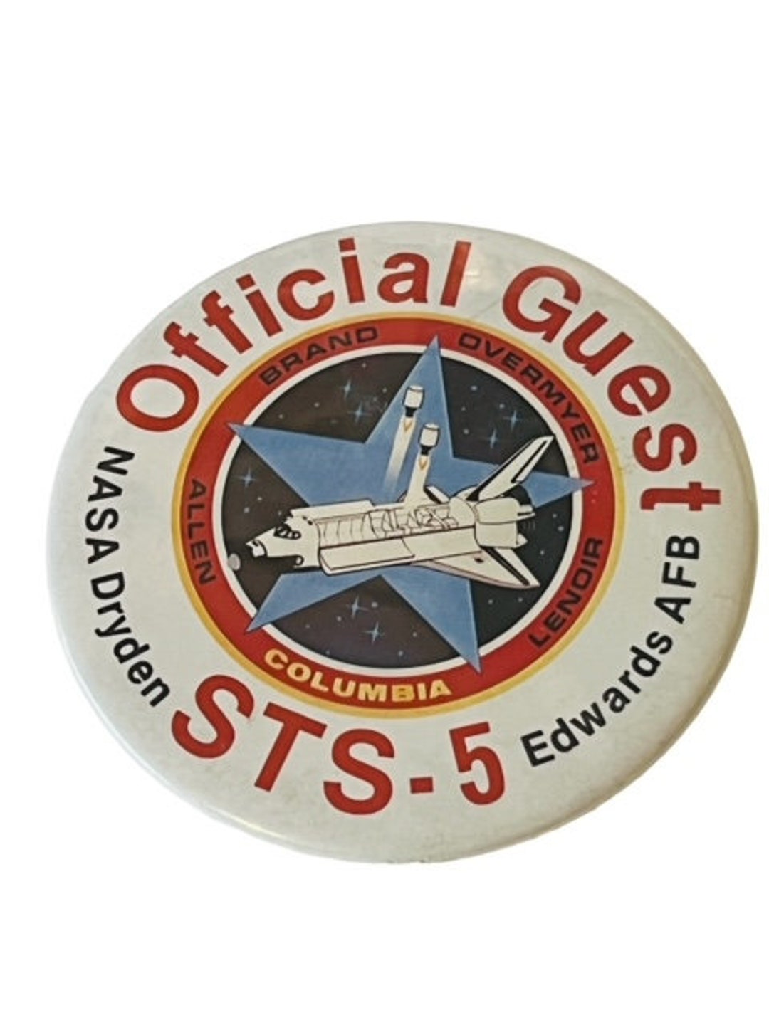 Nasa Pin Button Nasa Pin Button Pinback Dryden Official Guest Edwards AFB Columbia ...