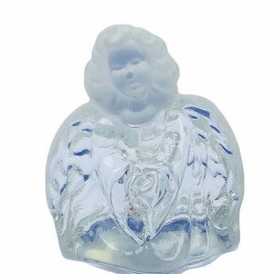 Fenton art glass figurine sculpture decor vintage mcm clear Christmas angel praying prayer pray opalescent