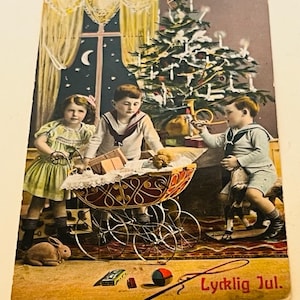 Antieke Ansichtkaart Ephemera papier verzamelbare postkaart souvenir verdeeld terug vintage kerstvakantie Duitsland Lycklig Jul Fredrik Peterson