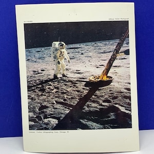 APOLLO 11 NASA PHOTOGRAPH official moon photo astronaut space ephemera crofton lithograph litho silver state Edwin Aldrin lunar module BC3