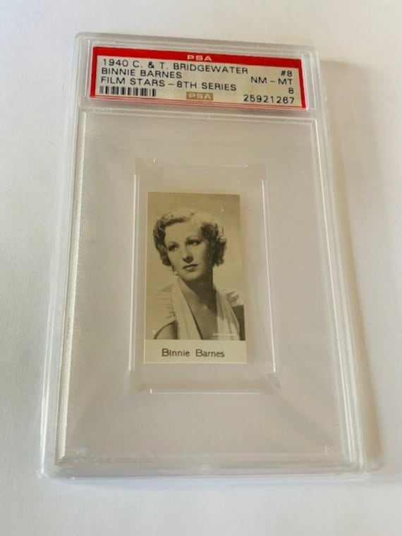 cigarette mint card C&T Bridgewater Hollywood Film Stars 1935 Cigarette Tobacco Trading Card  Graded PSA 8 Mint #8 Binnie Barnes 8th Series