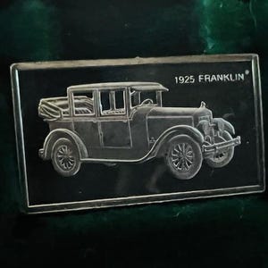 Franklin Mint Silver Bar Mini Ingot 1975 Centennial Car 1925 Classic Coupe vtg