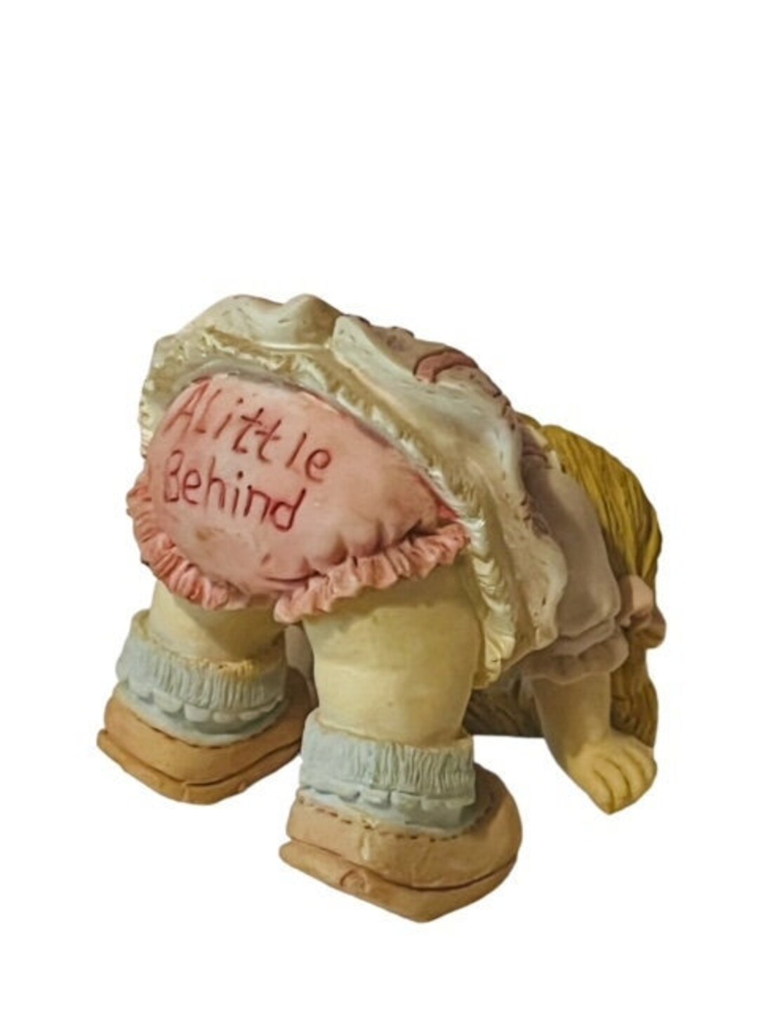 Enesco Figurine A Little Behind Girl Cartwheel Gift Vtg Head Stand Roll