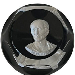 Fermacarte in vetro Franklin Mint Baccarat Cameo Figurina Giulio Cesare Roma Regalo