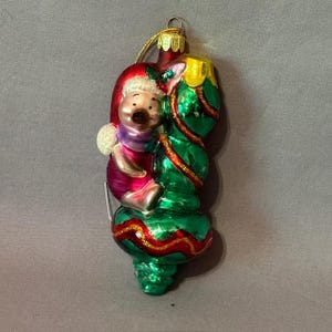 Vintage Winnie Pooh Christmas Ornament Disney Figurine Eeyore Piglet Tree Glass