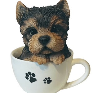 Yorkie Figurine Yorkshire Terrier anthropomorphic dog puppy teacup mug tea cup