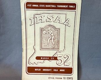 Vintage basket souvenirprogram tryckt annons 1952 Butler University Field House