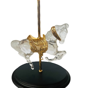 Franklin Mint Crystal Prancer Carousel Horse Figurine Sculpture 1990 Dentzel vtg