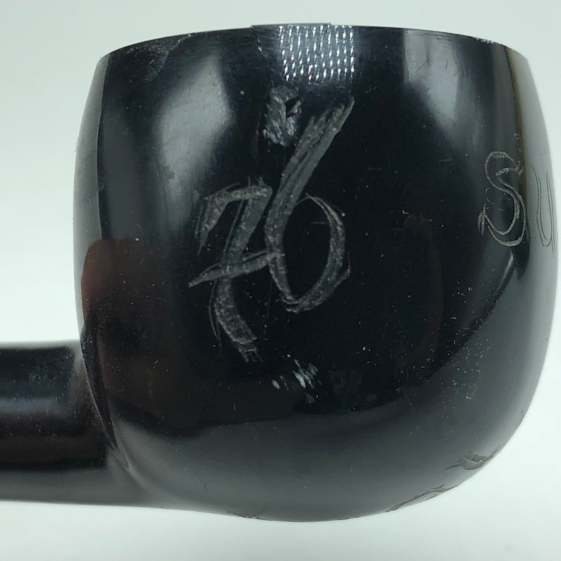 VINTAGE ESTATE PIPE imported briar tobacciana original smoking collectible England Uk tobacco 1976 Sugi asian japan black solid twist