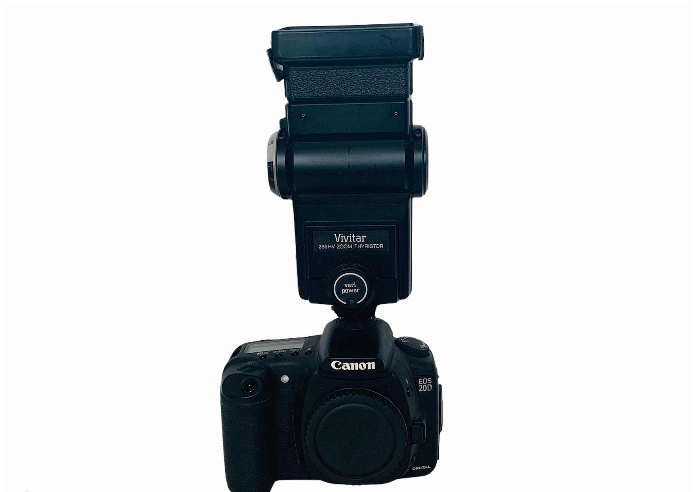 Flash d'appareil photo vintage Vivitar 285 HV avec panneau de diffusion grand an