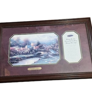 Thomas Kinkade Framed Litho Picture 22X14 COA Psalm 85:10 Lamplight Village Art
