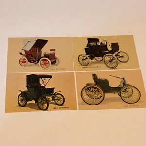 CARTOLINA ANTICA EFFIMERO Auto d'arte mista carta da collezione post card non circolata riformulata De Dion winton duryea locomobile 1900