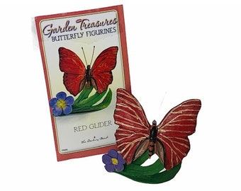 Danbury Mint Butterfly Figurine Butterflies moth insect Garden Treasures resin miniature gift retired limited edition MBI Red Glider flower