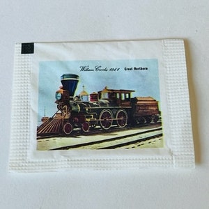 Holly Sugar Packet Train Locomotive engine Railroad sign paper ephemera Lionel advertising vintage memorabilia 1960 Great Northern Crooks