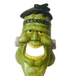 Frankenstein Halloween Decoration vtg candle votive candleholder Head Bust decor
