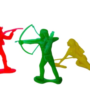 Cowboys and Native lot vtg western toys red yellow green plastic 1960s marx US19