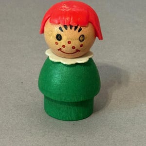 Vintage Fisher Price Little People Antique 1960s Figure Toy Kids Wood Redhead 1