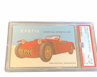 1954 World on Wheels trading card sports classic car automobile Graded slabbed PSA 8 Mint RARE vintage #118 Kurtis two seater speedster