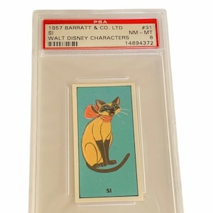 Walt Disney Characters Tobacco Trading Card 1957 Barratt London England graded PSA 8 Mint ephemera # 31 Lady and the Tramp AM Siamkatze