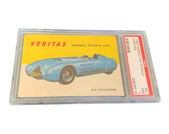 1954 Mundo sobre ruedas Veritas tarjeta coleccionable automóvil deportivo PSA 7 nr mint seis cilindros alemán RARE vintage